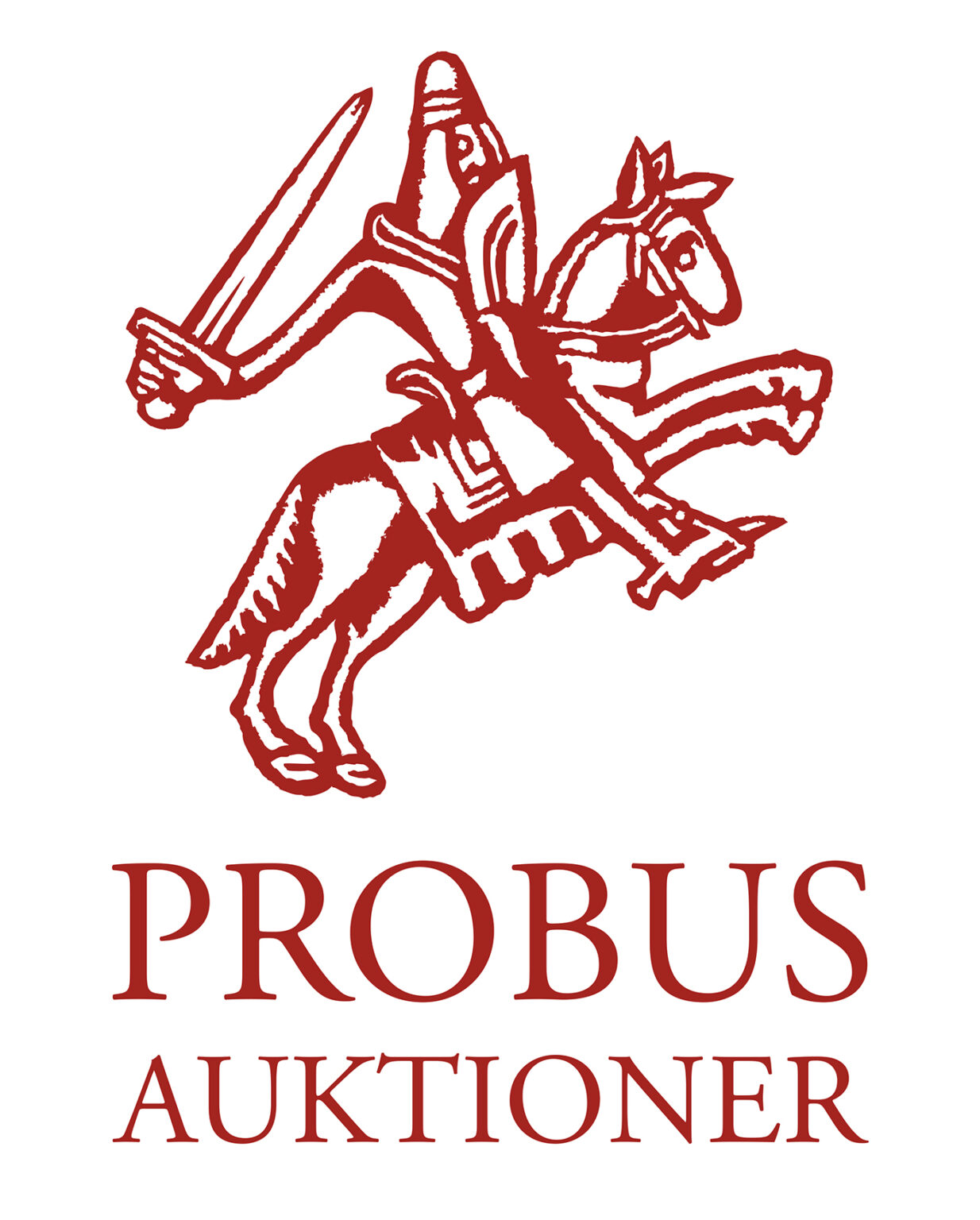 Logo auktionsfirma med inrikning på antika vapen och ordnar. Probus betyder 