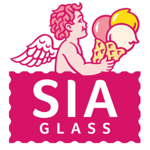 Reedesign ängel med glasstrut för logotyp. Utförd av Tomas Lindell.