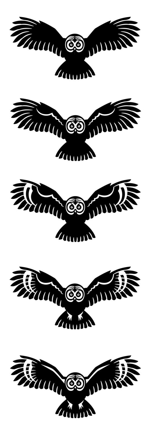 Illustration uggla för ett modemärke med ett urval av fritidskläder. Original och skisser process. Uförda av Tomas Lindell.