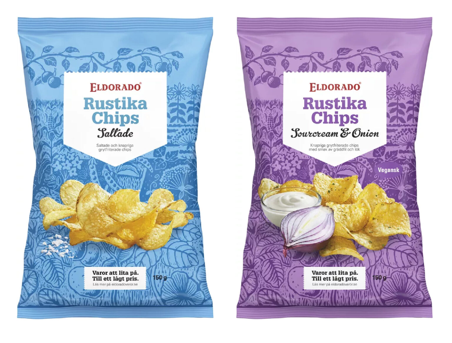 Illustration förpackning föreställande en trädgård med potatis och kryddväxter. Utförd av Tomas Lindell.