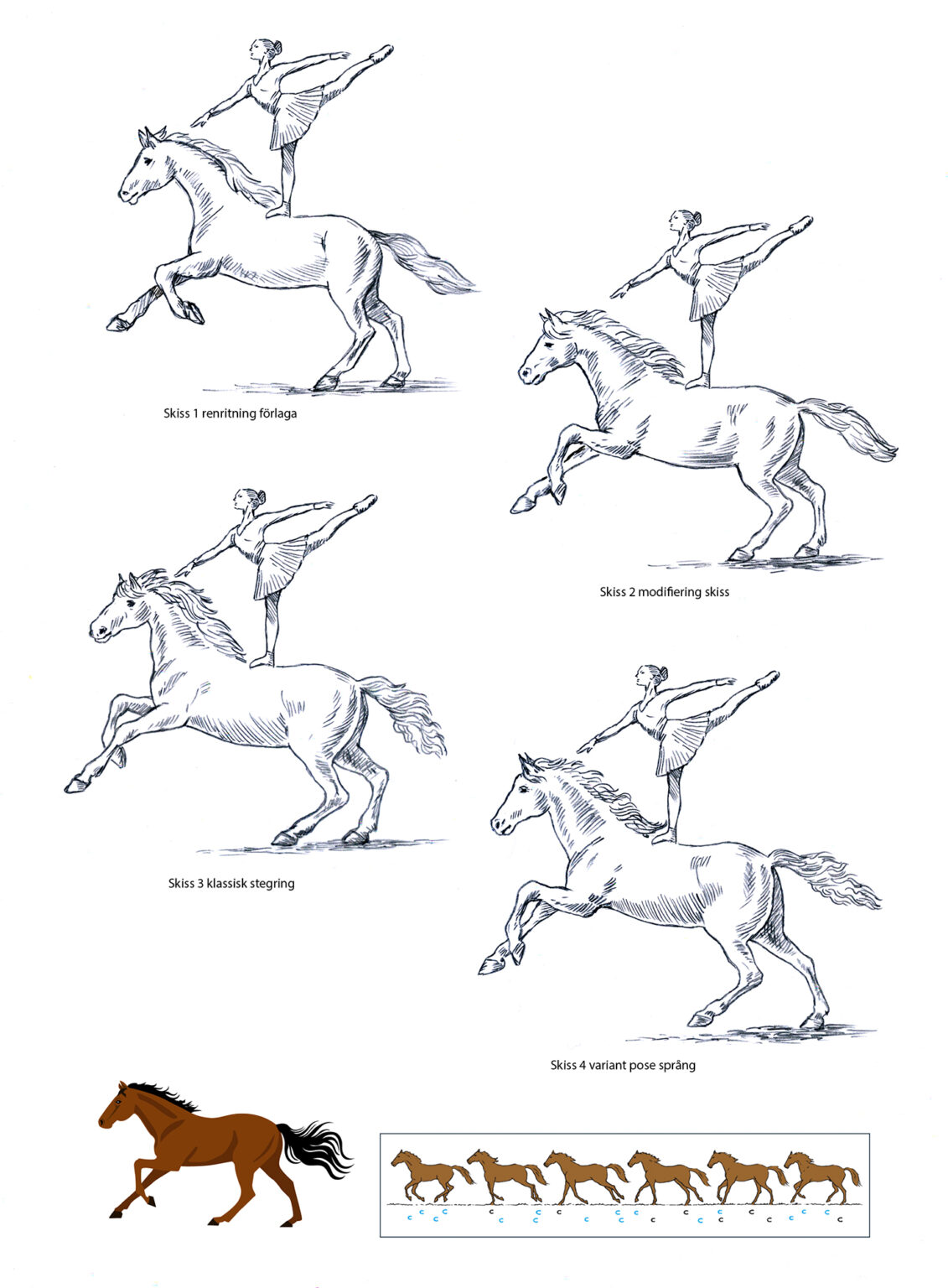 Illustration föreställande en ballerina på en häst. För ett rött vin från South Australia. Utförd av Tomas Lindell.